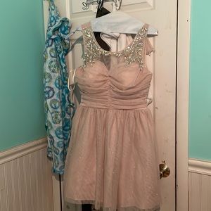 Tan sparkly homecoming dress